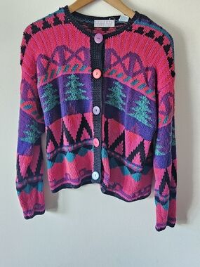Vintage 90s Segrets Sun Prints Button Up Sweater